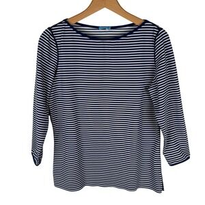 J.McLaughlin Catalina Cloth Striped Boat Neck Top Womens L Boatneck Nautical